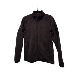 Fossa Mens Fleece Zip Jacket SM LOGO Gray Sweater Pockets Outdoor Gorpcore